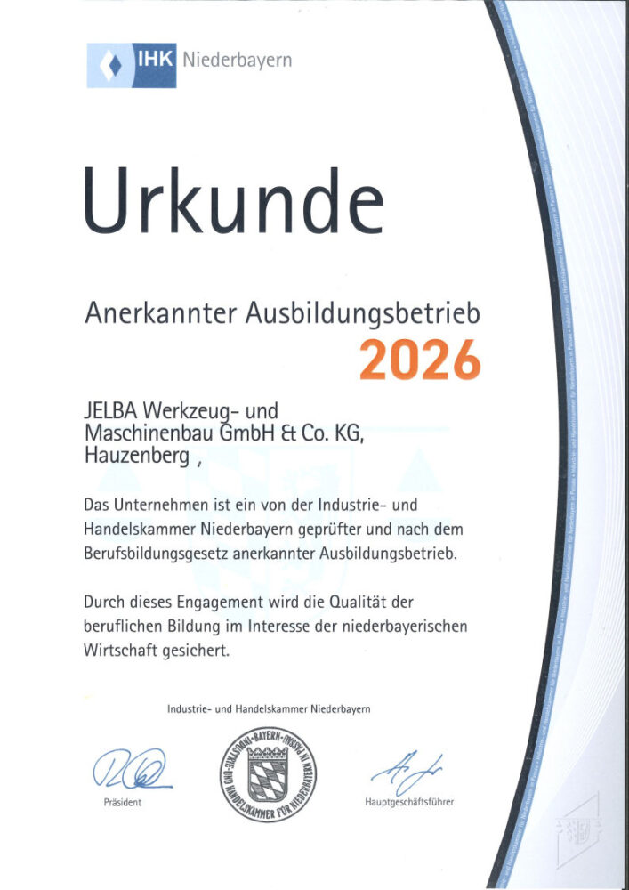 Mehr über den Artikel erfahren 🎓 JELBA erneut als anerkannter Ausbildungsbetrieb ausgezeichnet